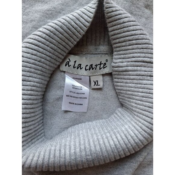 À La Carte Turtleneck Sweater XL Gray Long Sleeve Classic Cozy Minimalist - Picture 4 of 8